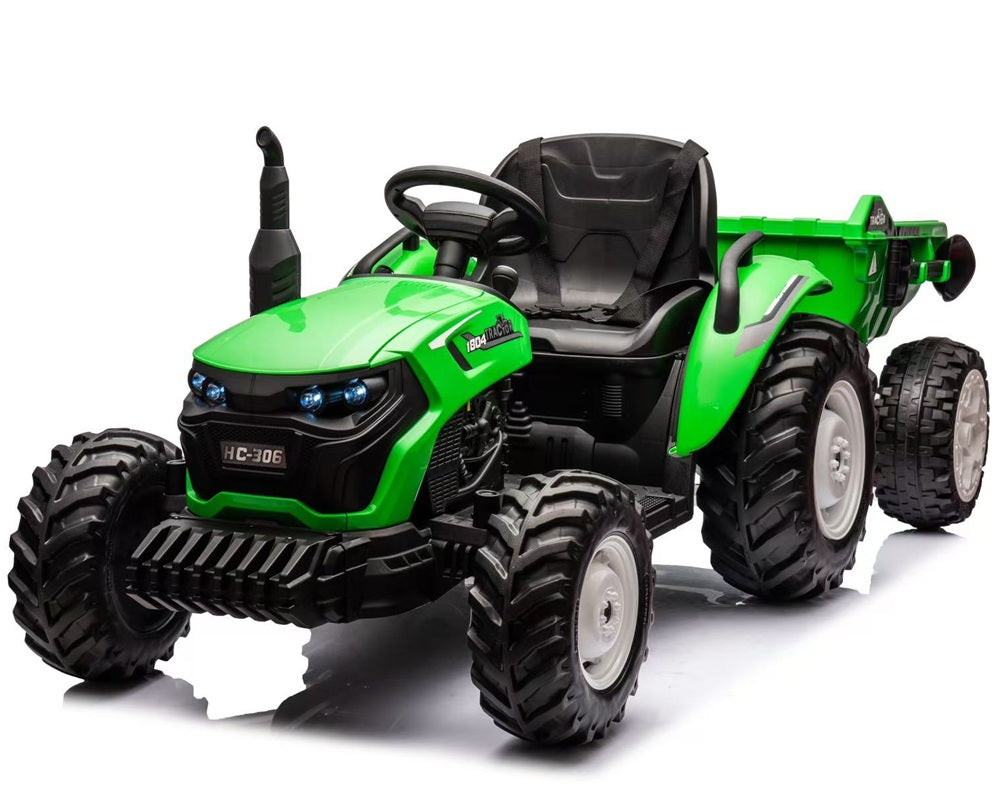 2219 Dečiji električni traktor sa prikolicom zelena