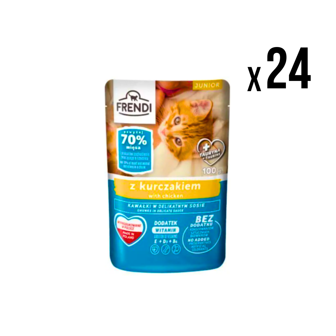 FRENDI Vlažna hrana za mačke Junior piletina 100g x24 kom