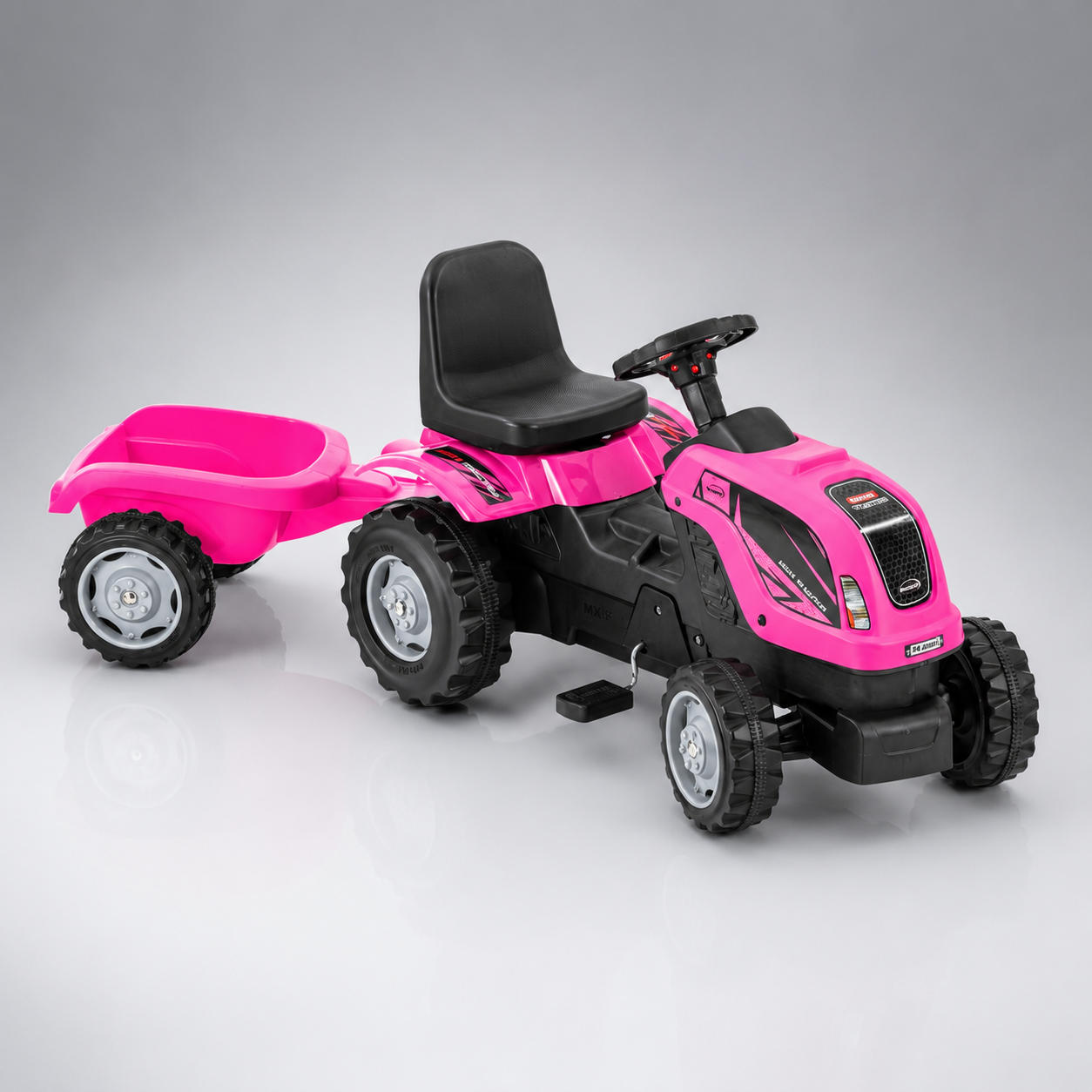 956 Playtime – Dečiji Traktor na Pedale sa Prikolicom (Roze)