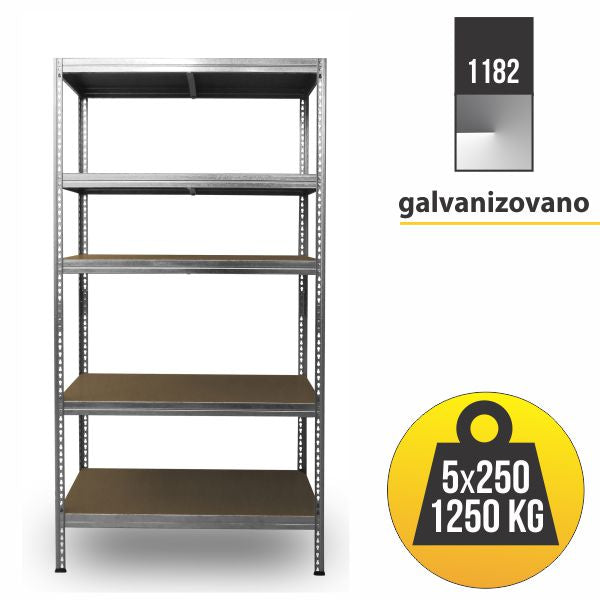 Polica metal medijapan 213x120x45cm 5x250kg