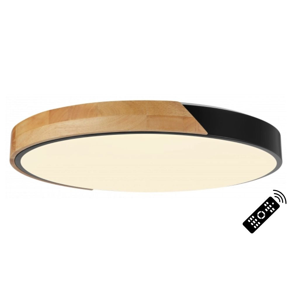 LED Plafonjera 48W CCT Crno Drvo 3600Lm Dim/Kontrola Ф395X80Mm
