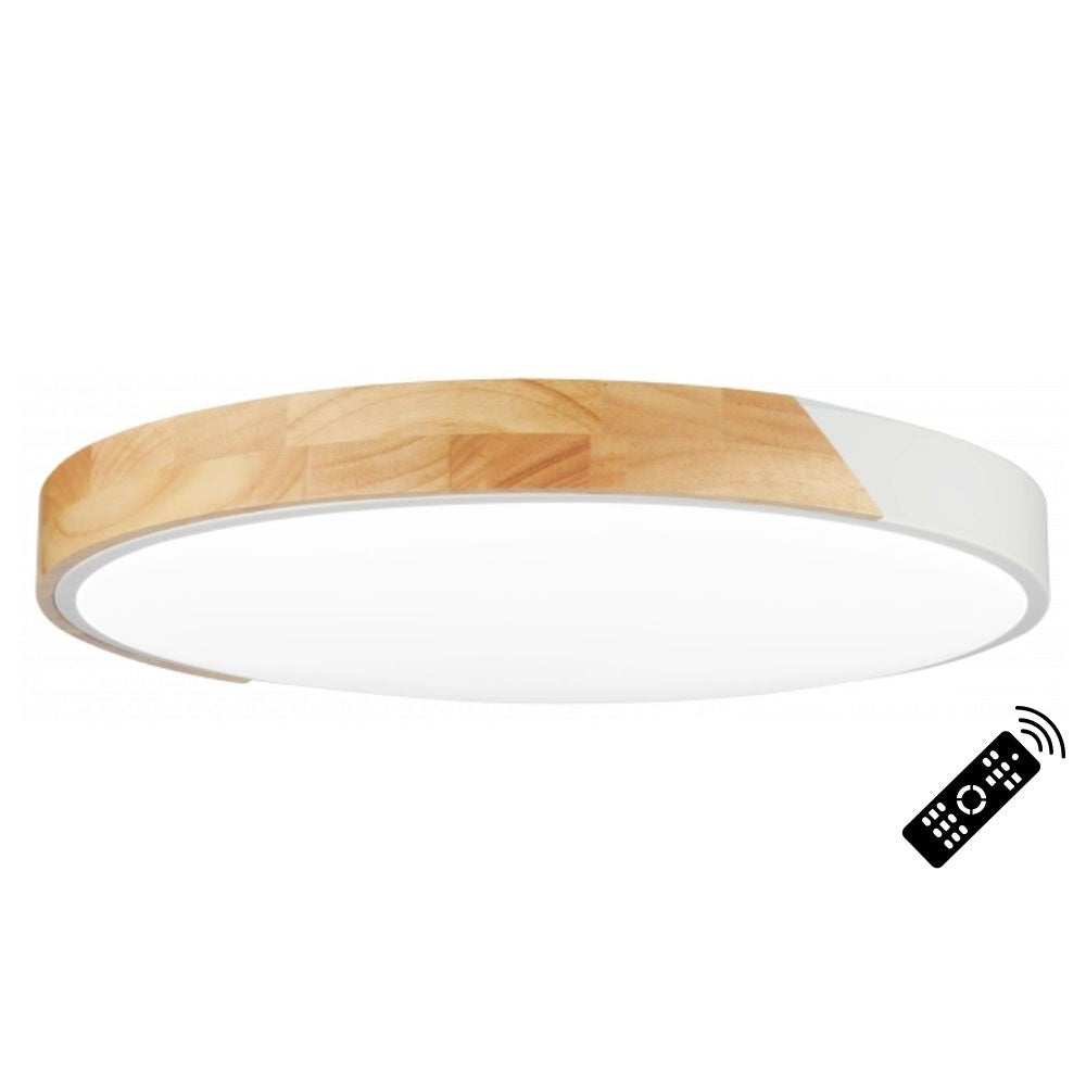 LED Plafonjera 48W CCT Belo Drvo 3600Lm Dim/Kontrola Ф395X80Mm