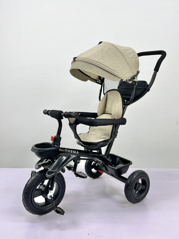 Dečiji tricikl na pedale sa tendom i rotirajućim sedištem, bež, uzrast 3+ god