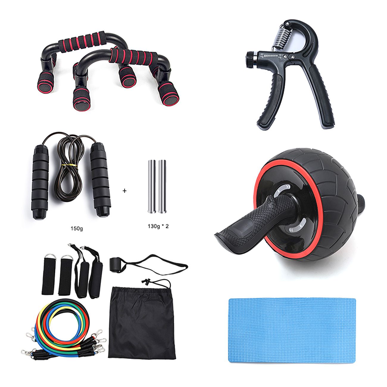 Fitnes set sa setom elastičnih otpornih traka