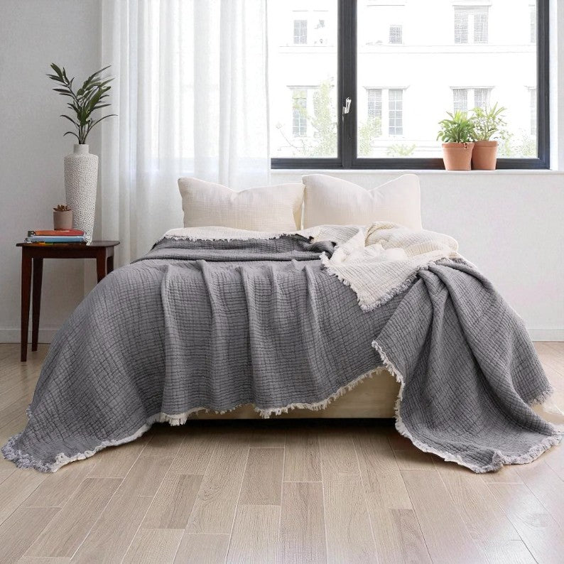 Pamučni prekivač sa dva lica 230x280cm Grey