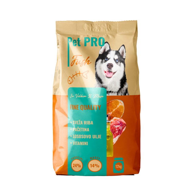 PET PRO FISH Suva hrana za pse sa ribom, pačetinom, govedinom i svinjetinom  12kg