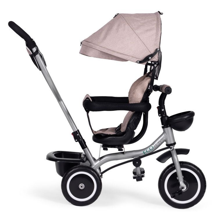 2u1 tricikl sa rotirajućim sedištem i sklopivom tendom Beige, ECOTOYS