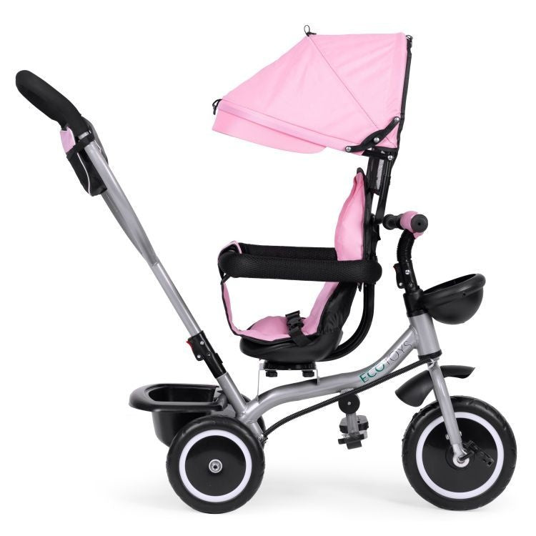 2u1 tricikl sa rotirajućim sedištem i sklopivom tendom Pink, ECOTOYS