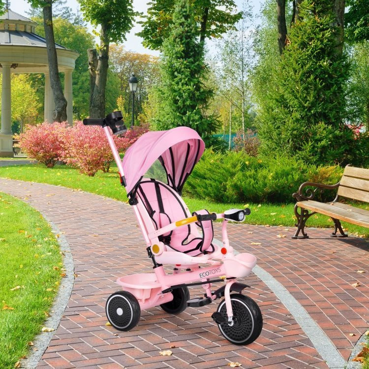 2u1 tricikl sa rotirajućim sedištem i sklopivom tendom Pink, ECOTOYS
