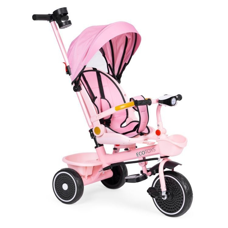 2u1 tricikl sa rotirajućim sedištem i sklopivom tendom Pink, ECOTOYS