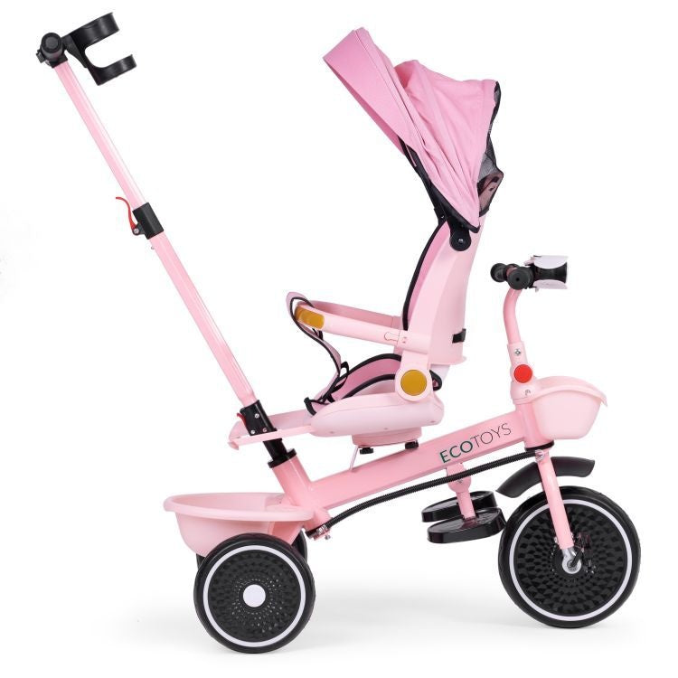 2u1 tricikl sa rotirajućim sedištem i sklopivom tendom Pink, ECOTOYS