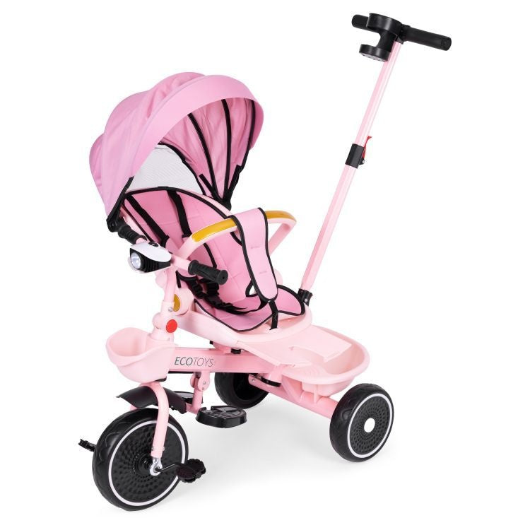 2u1 tricikl sa rotirajućim sedištem i sklopivom tendom Pink, ECOTOYS