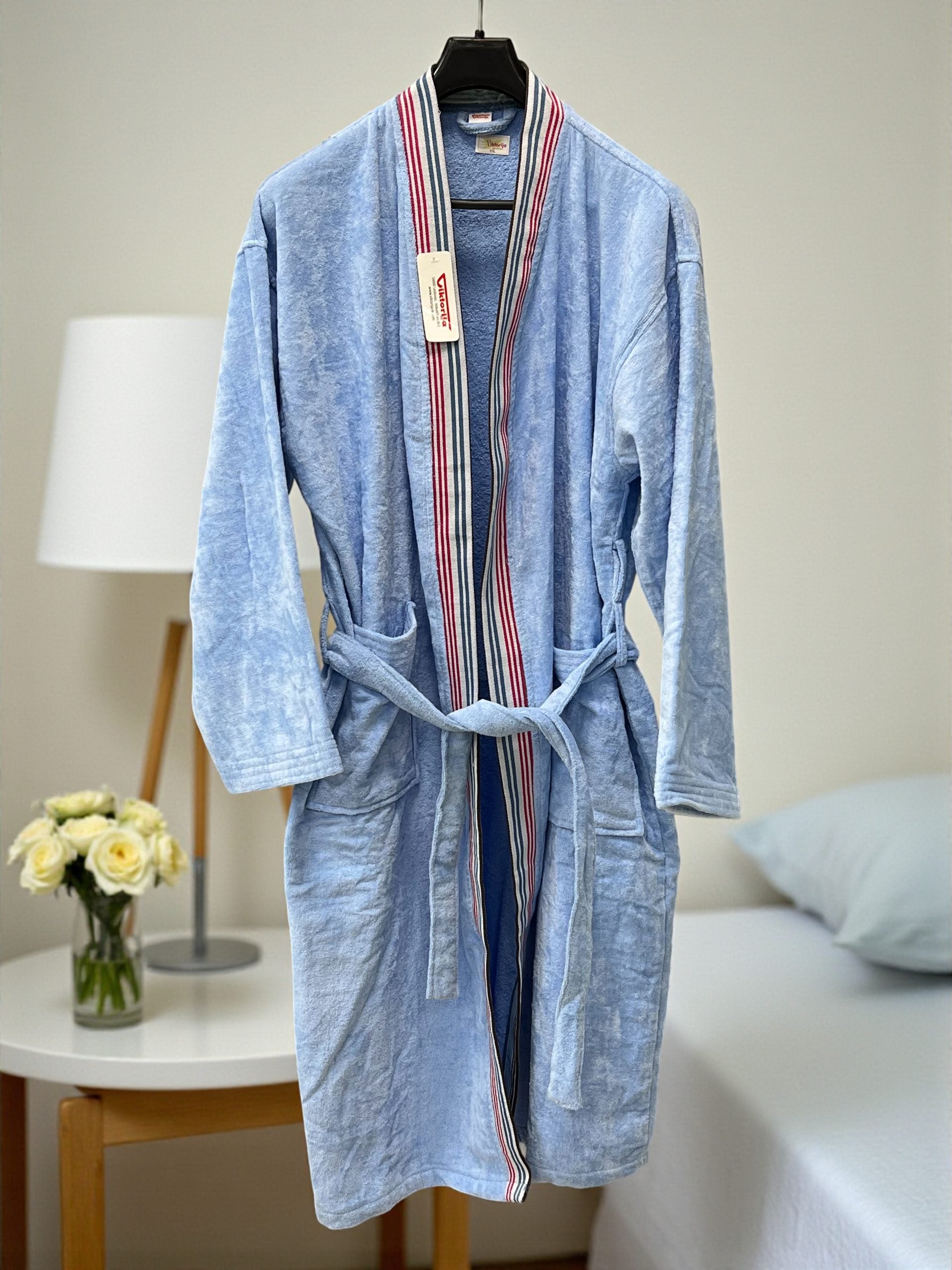Bade Mantil Frotir Light Blue XXL - Veličina Stripe