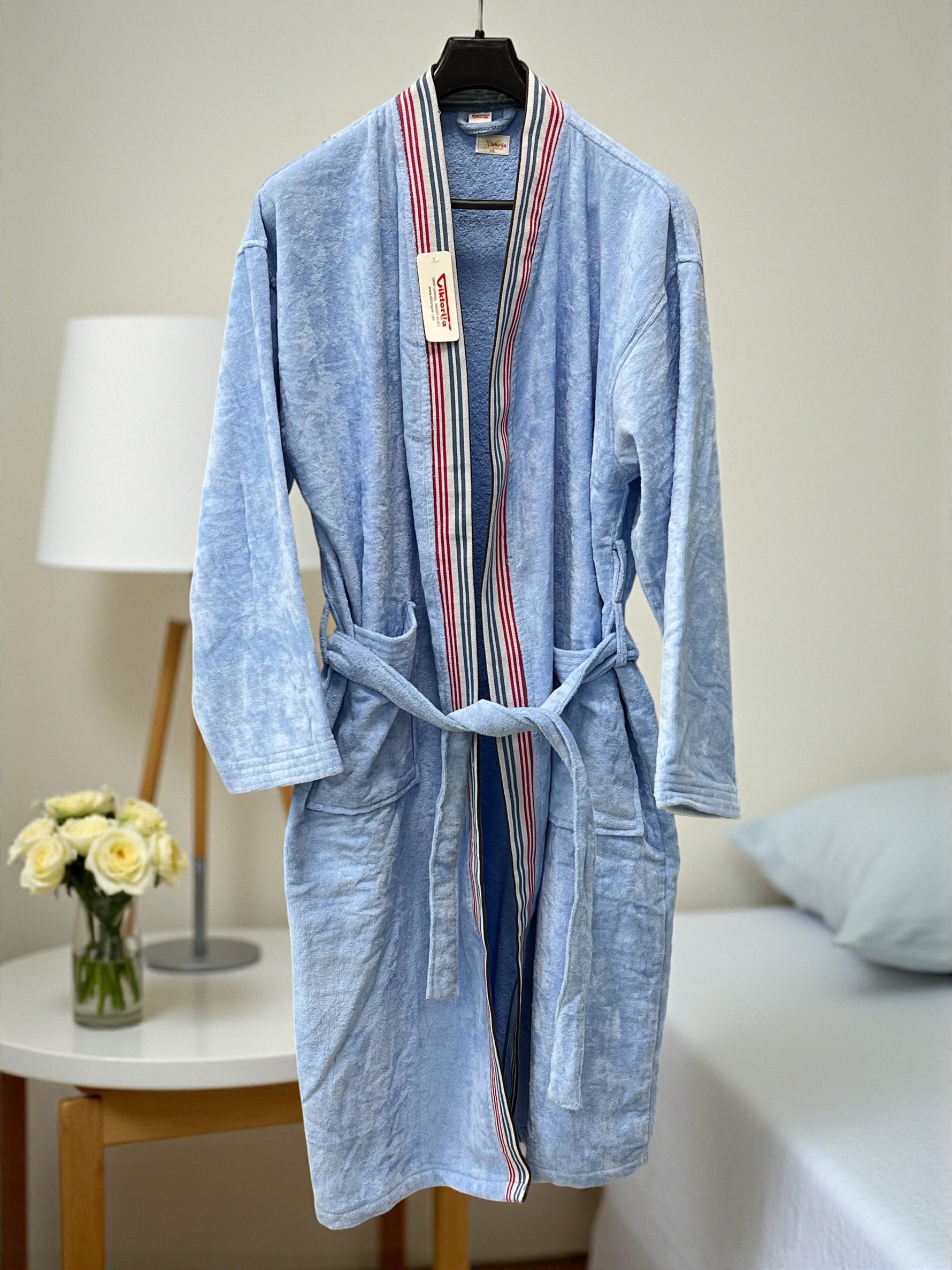 Bade Mantil Frotir Light Blue XXL - Veličina Stripe