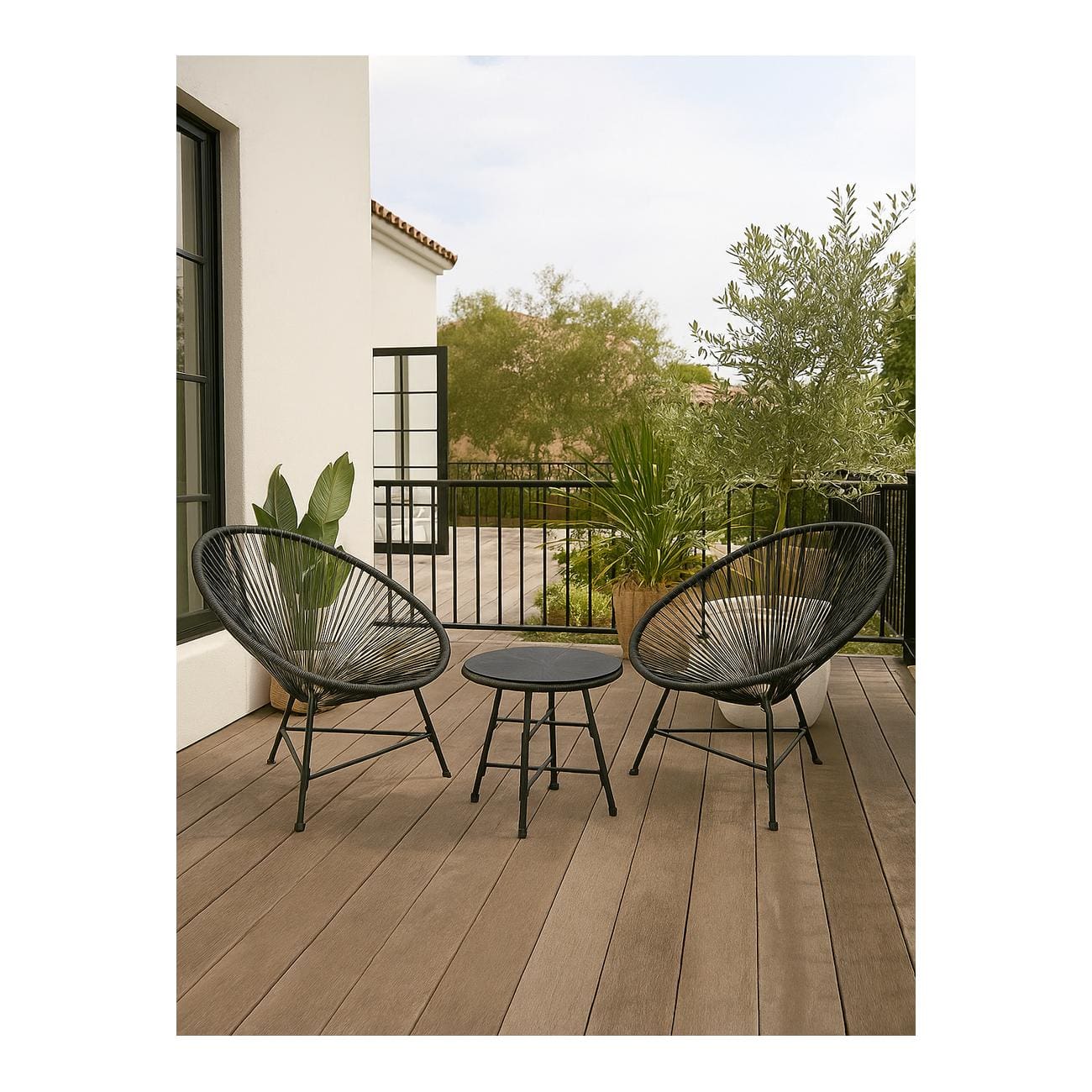 Bistro set od čelika i ratana, 3 dela
