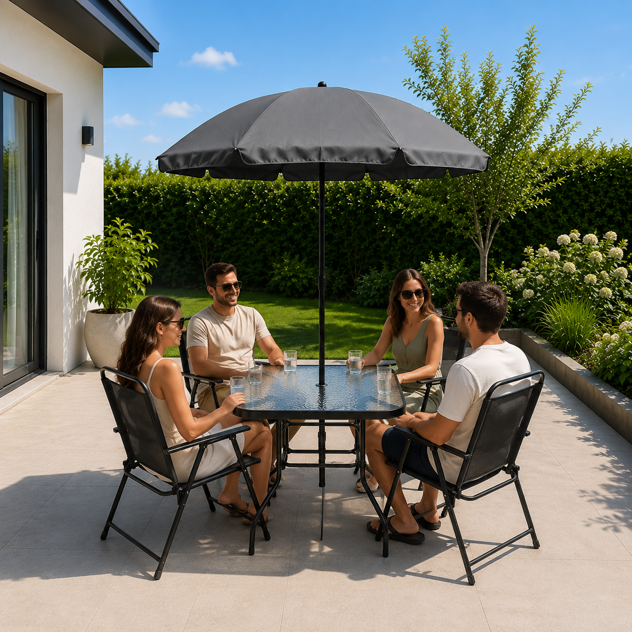 009 Baštenski set Progarden – sto, 4 stolice i suncobran