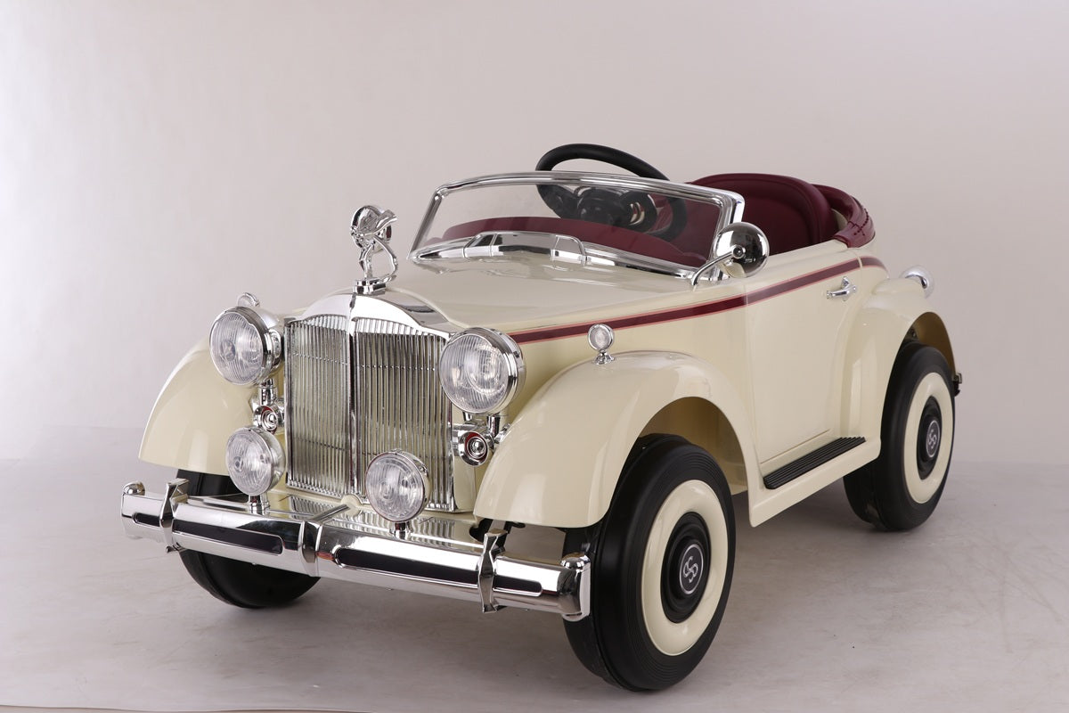 Auto na baterije Retro RR – 12V sa 4 motora i daljinskim upravljačem | Bež