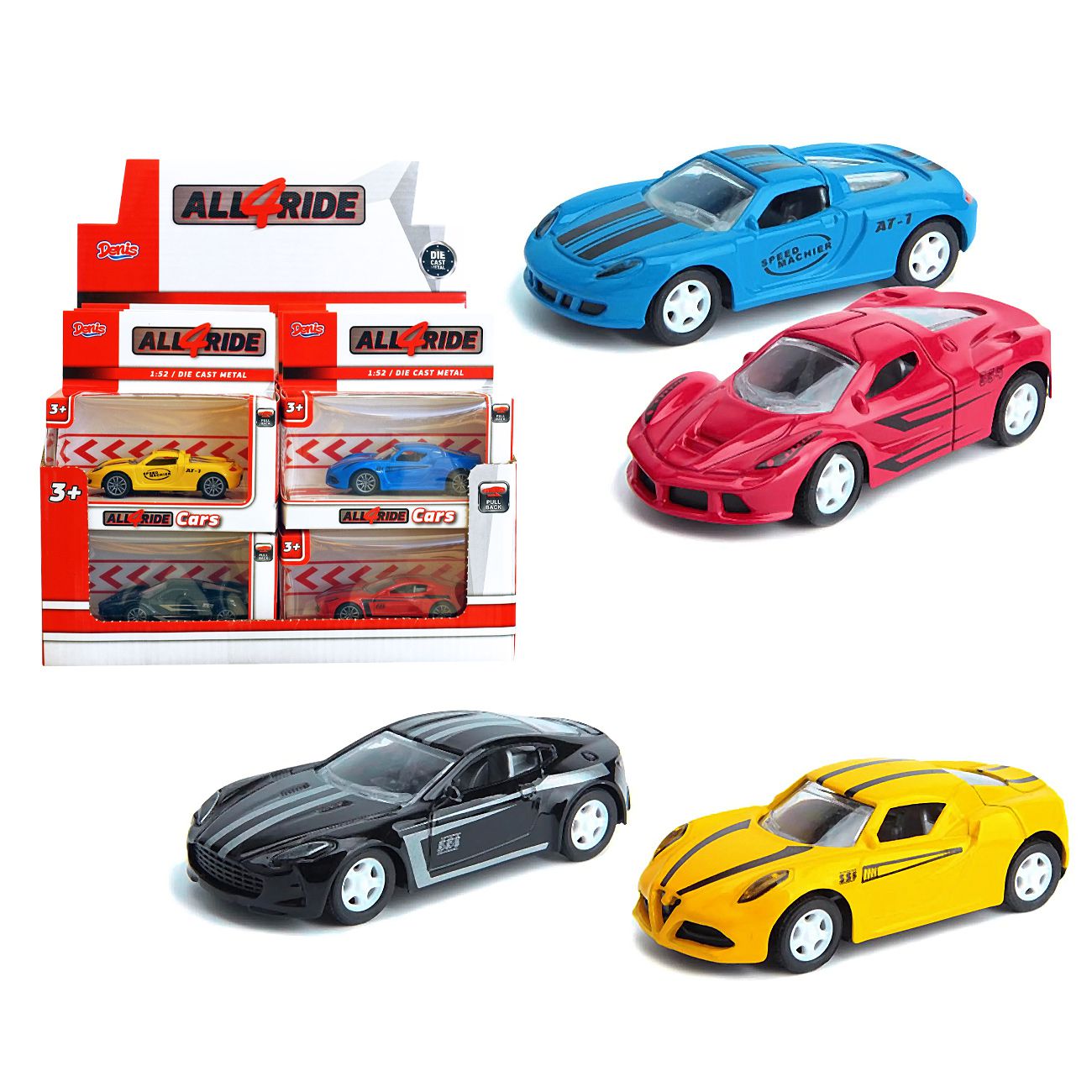 Metalni sportski auto, die-cast, 1:52, 4s