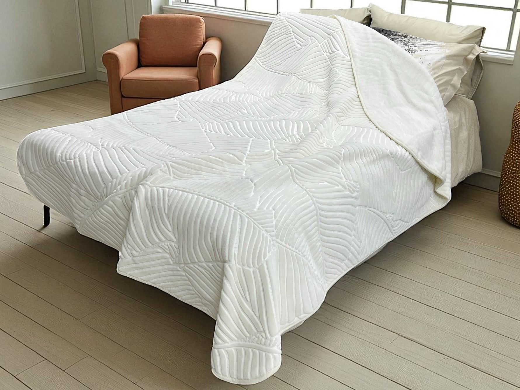 Ćebe Merinos 220x160cm A14 List Priljavo bela boja