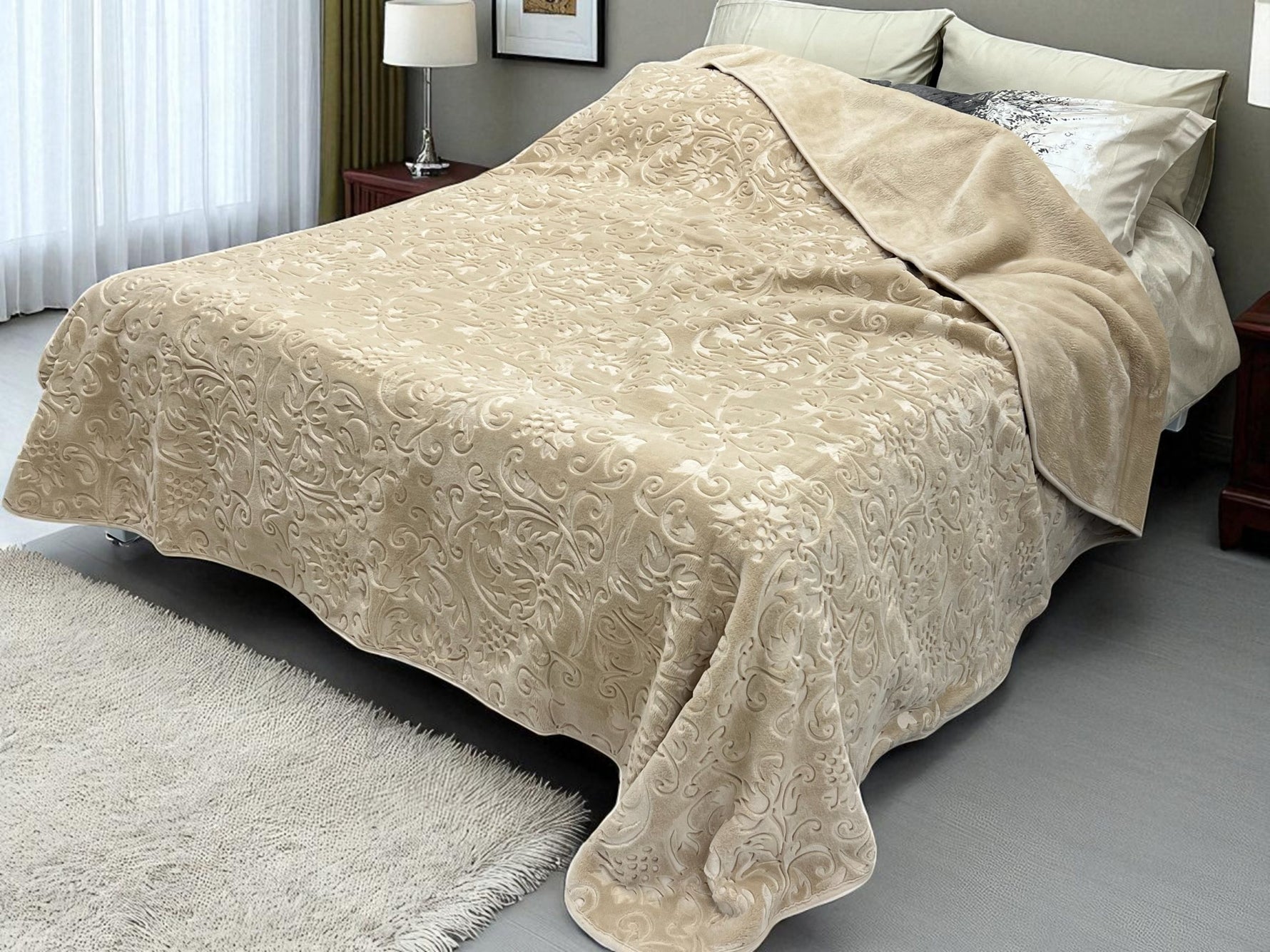Ćebe Merinos 220x160cm A8 Cvet Krem boja