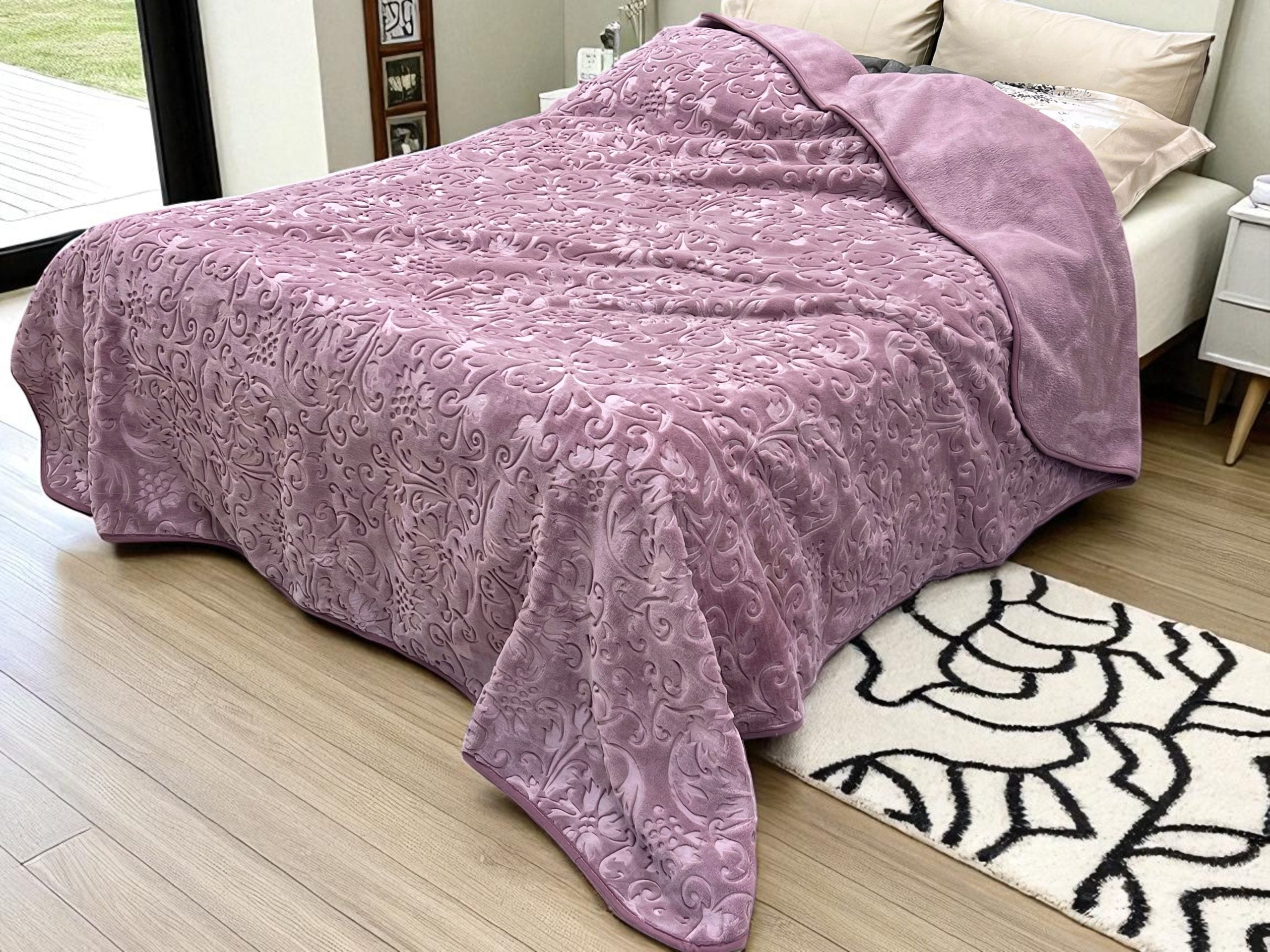Ćebe Merinos 220x240cm D8 Mali cvet Ljubičasta boja
