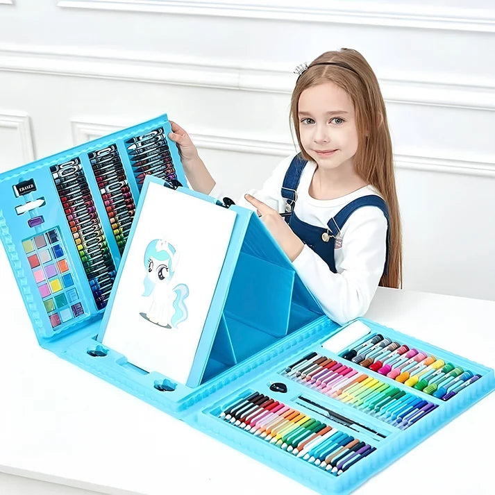 MAGIC ART SET 208 DELOVA – Kreativni kofer za crtanje i slikanje sa štafelajem