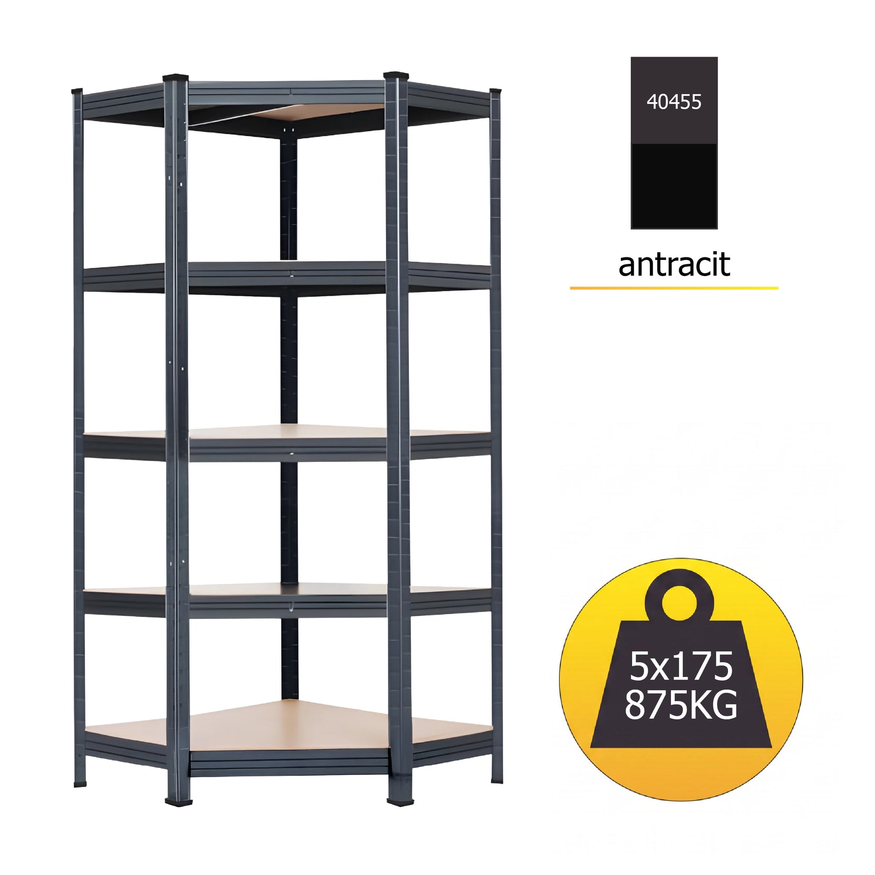 Polica UGAO 180x90x90x45cm 5x175kg antracit