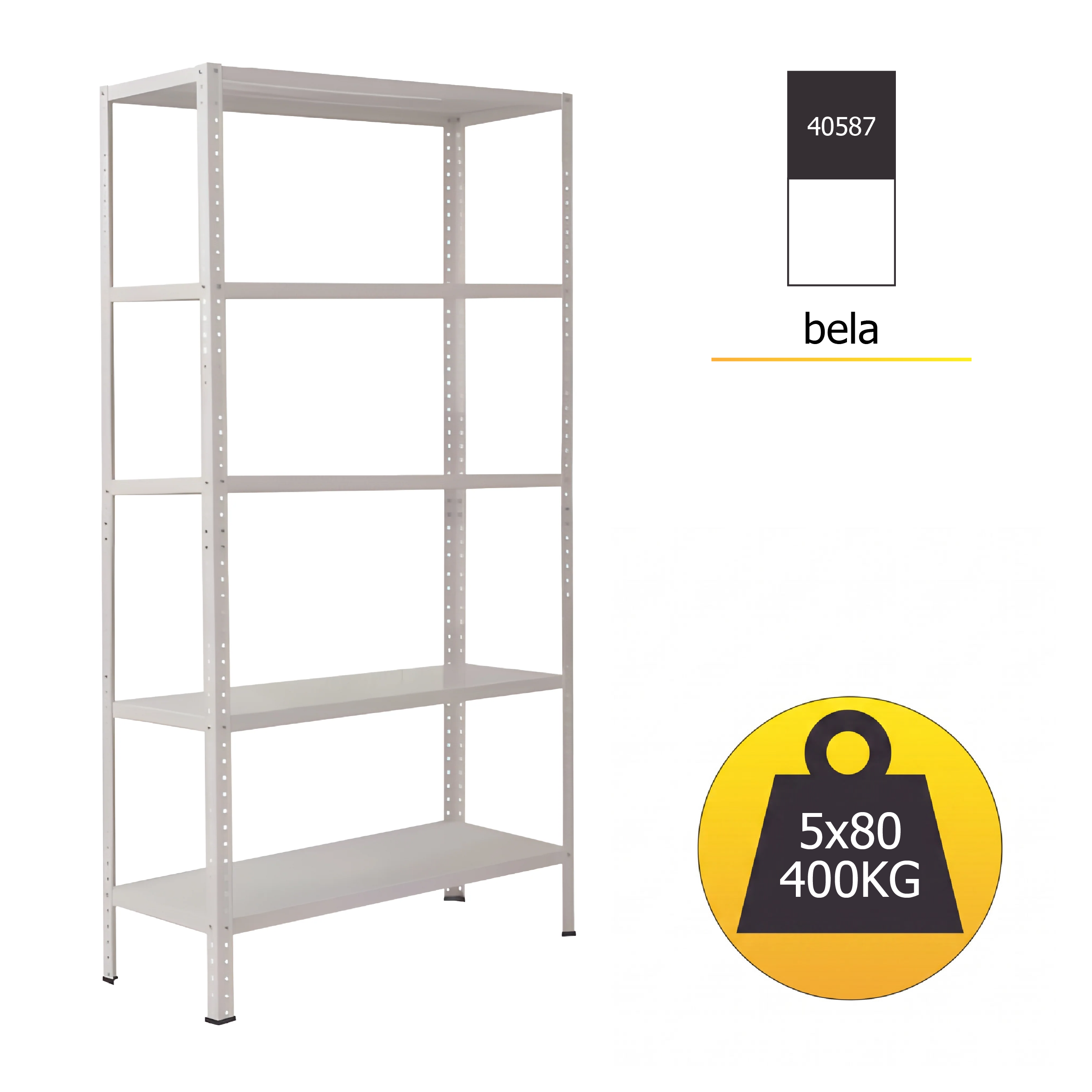 Polica metal-metal 188x90x30 5x80kg bela