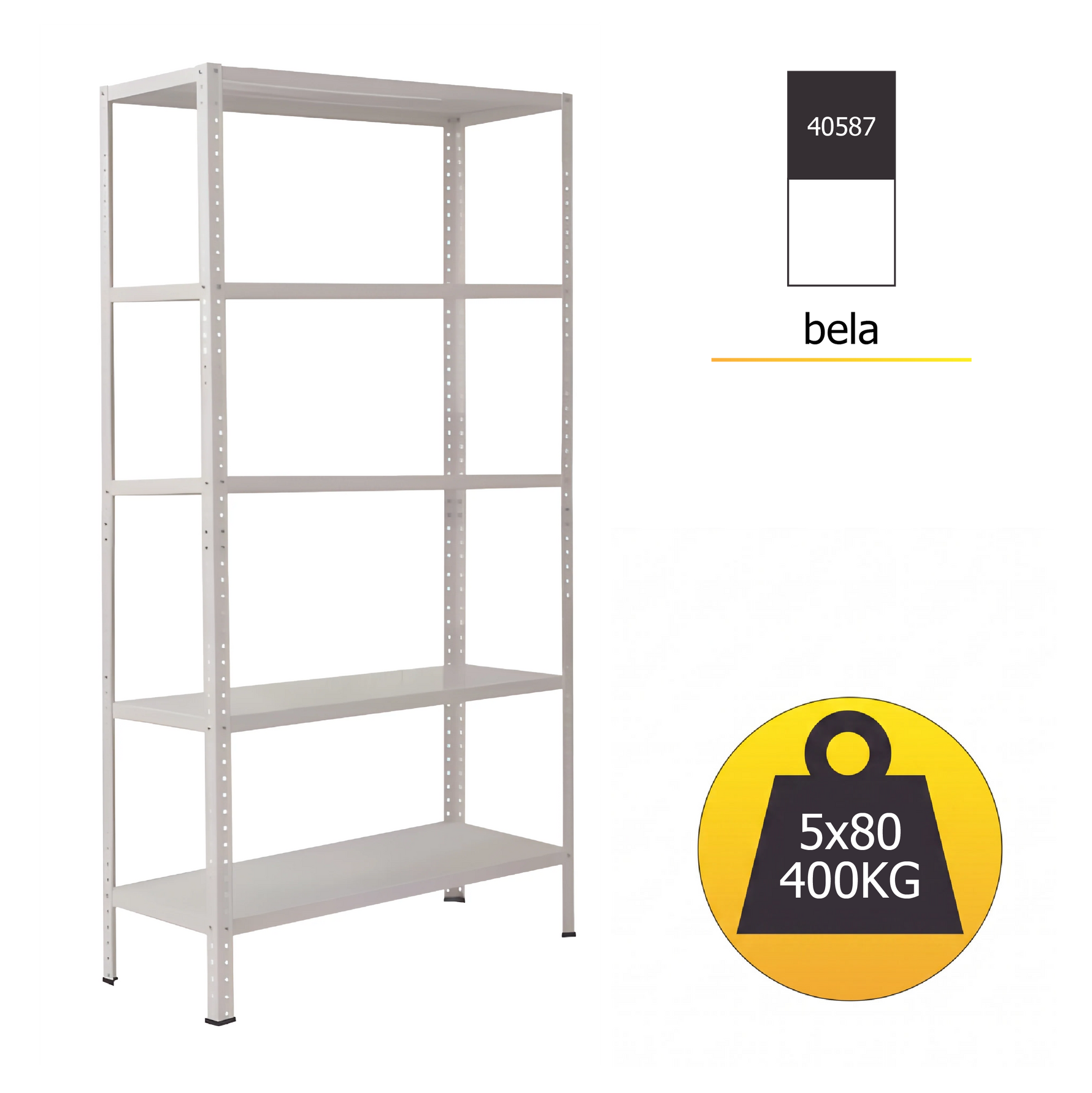 Polica metal-metal 188x90x30 5x80kg bela