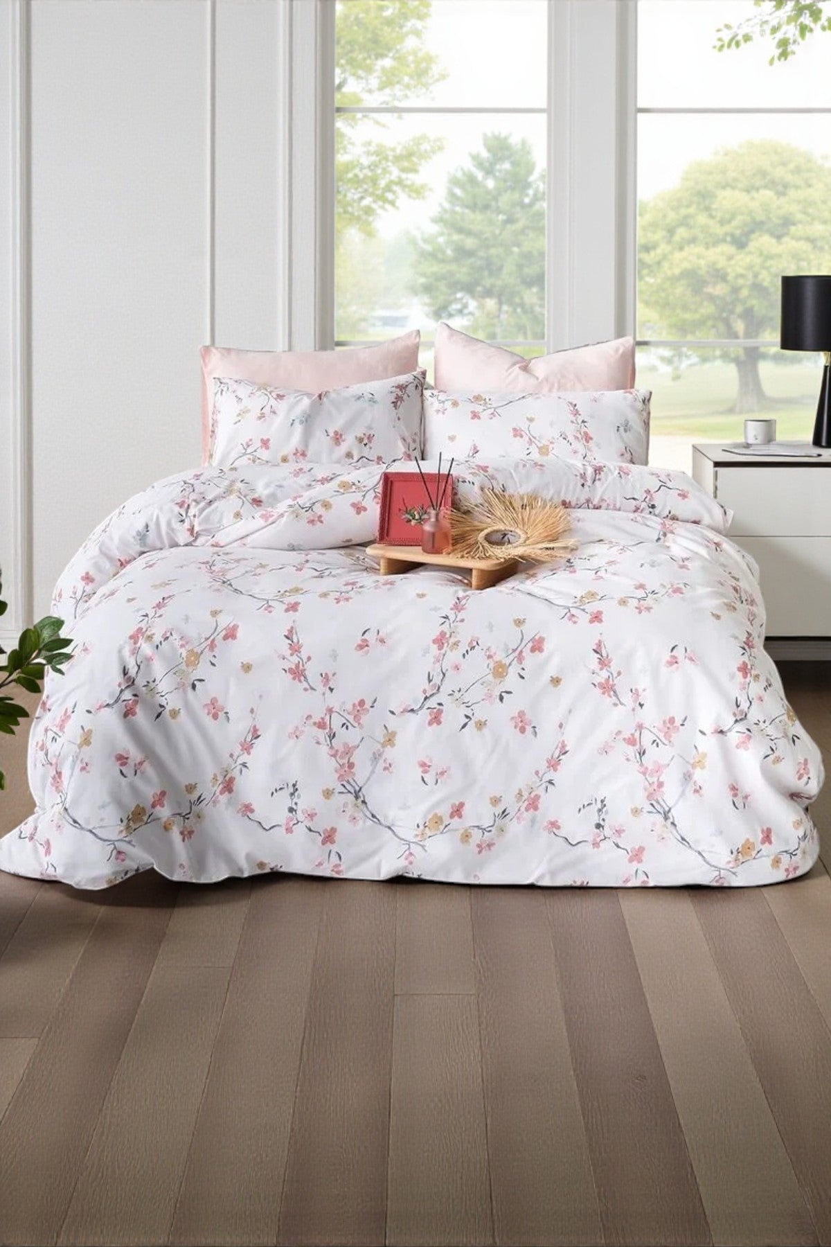 Komplet set posteljina Cotton 200x220cm Sakura Pudra - Francuski ležaj