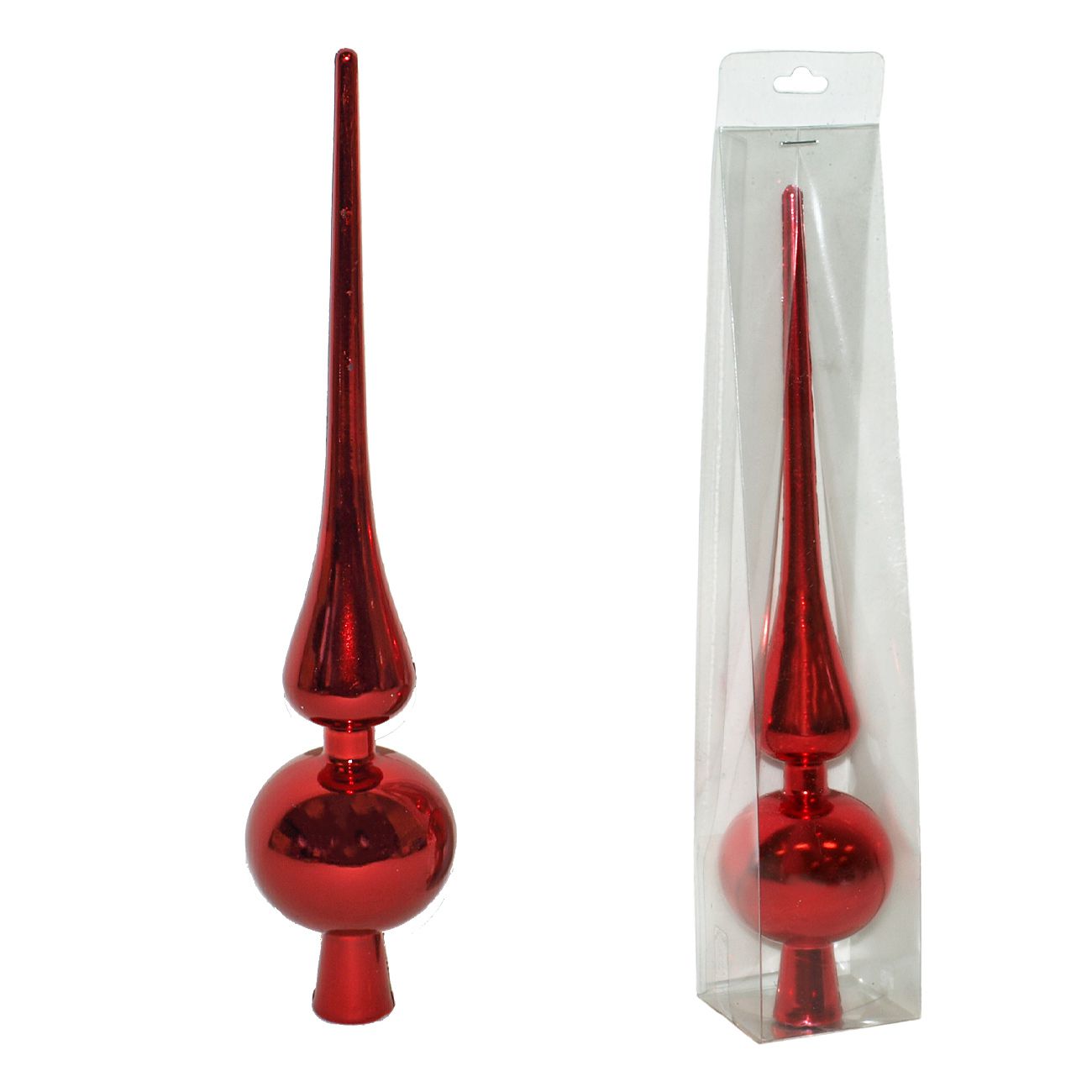 Vrh za jelku 25cm crvena kupola-kugla