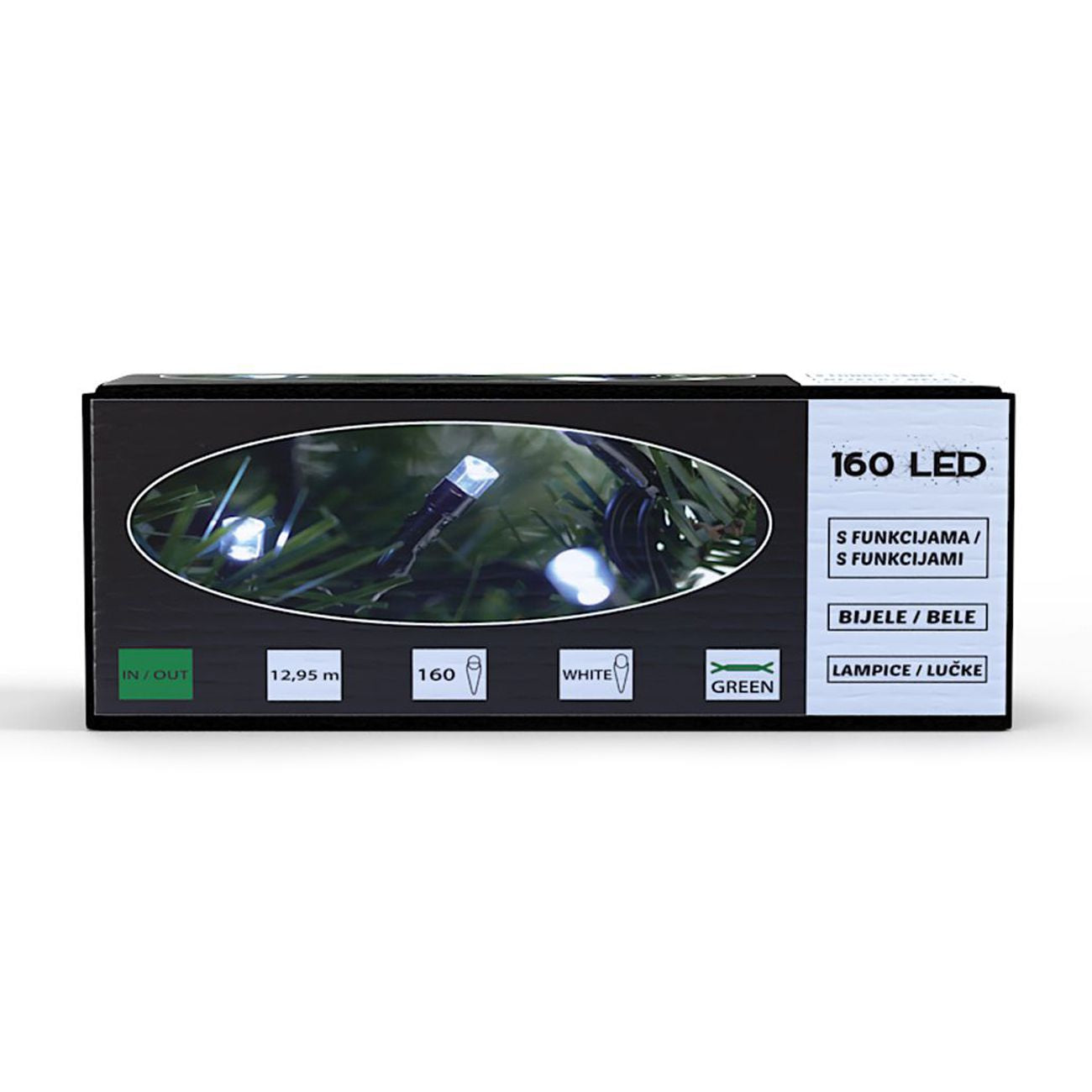 160 LED lampica, belo, 8 funkcija