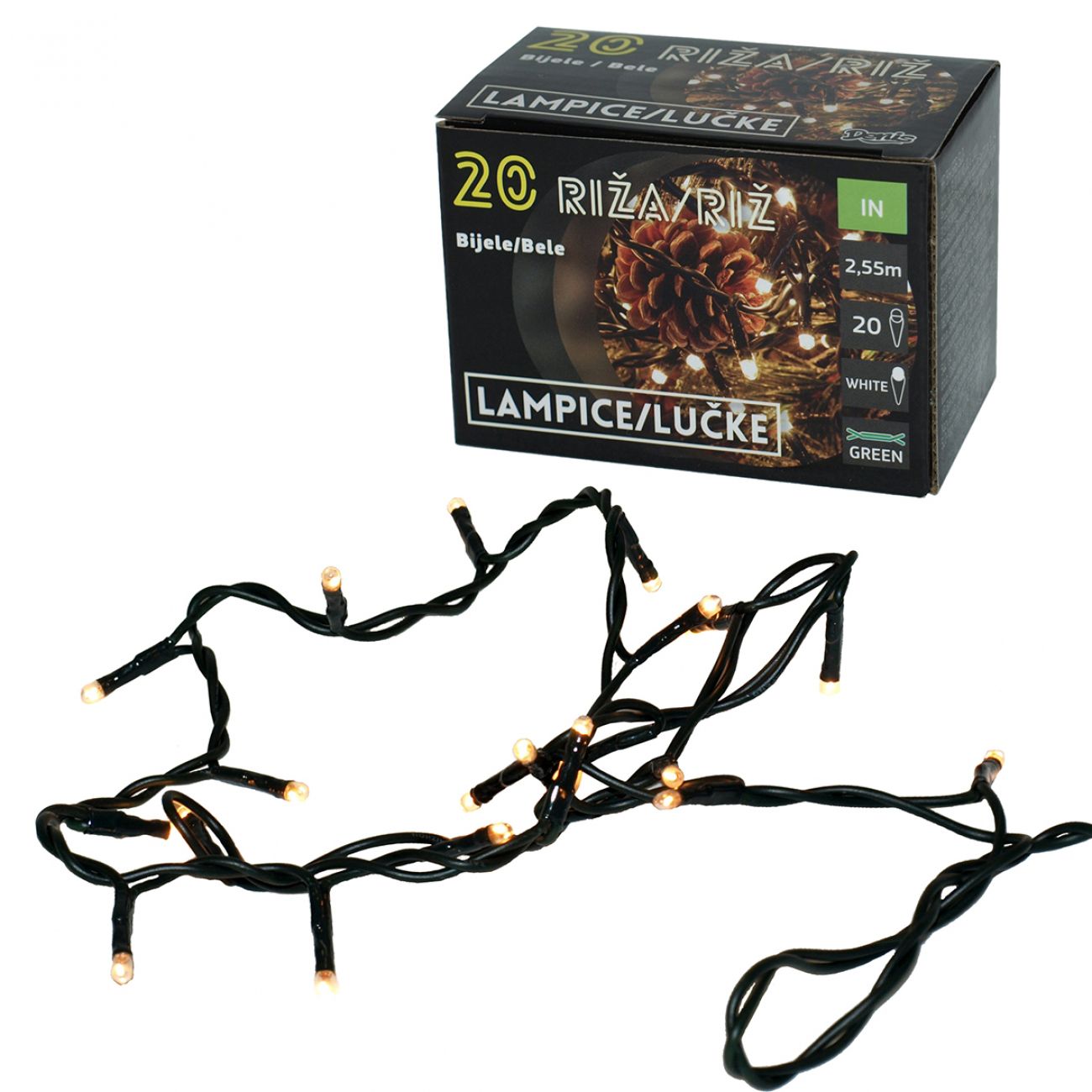 20 Lampica RIŽA, bela