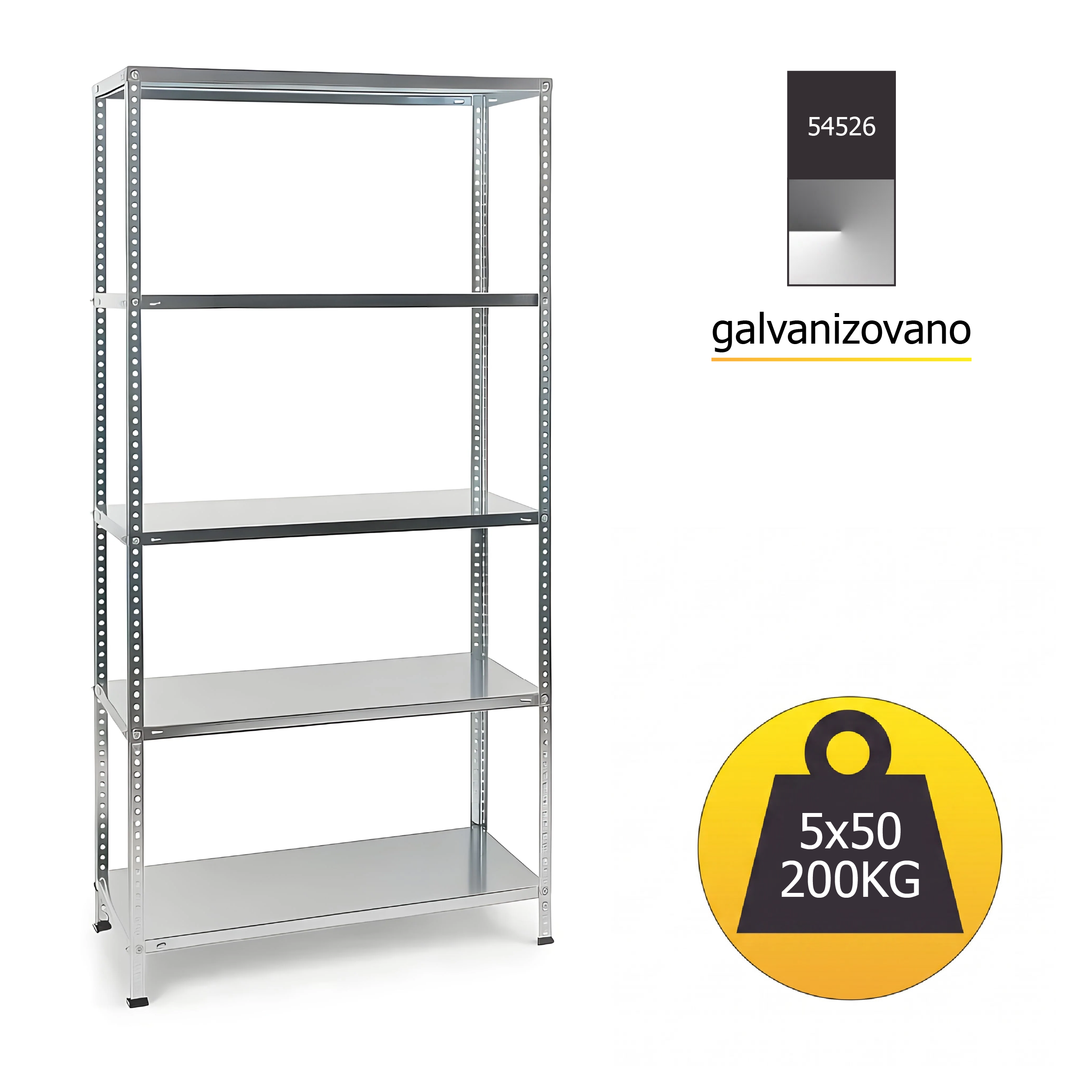Polica metal-metal 170x75x30cm 5x50kg galva