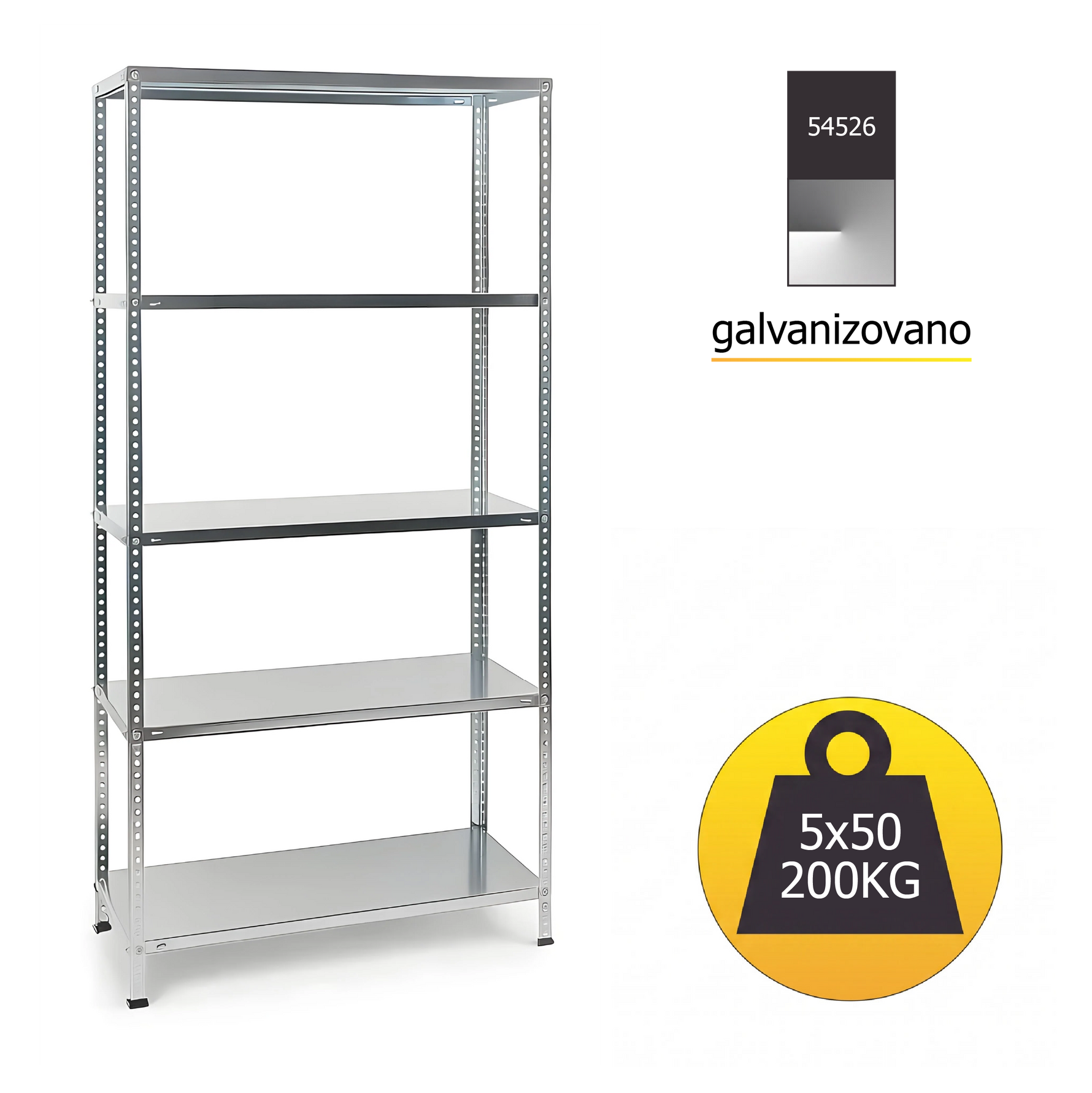 Polica metal-metal 170x75x30cm 5x50kg galva