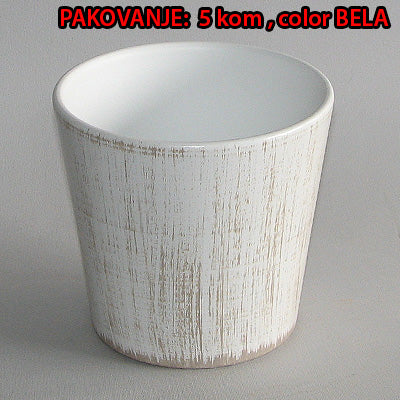 Saksija OBLOGA kupa kolor bela dim.Ø15x14cm