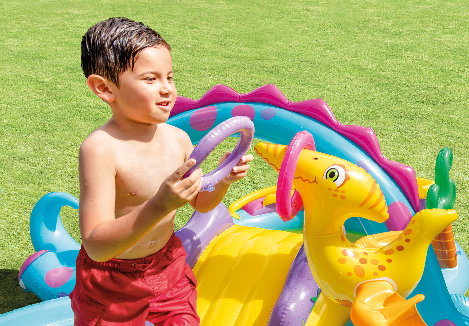 Intex Dinoland bazen igraonica za decu – tobogan, prskalica i lopte (57135)