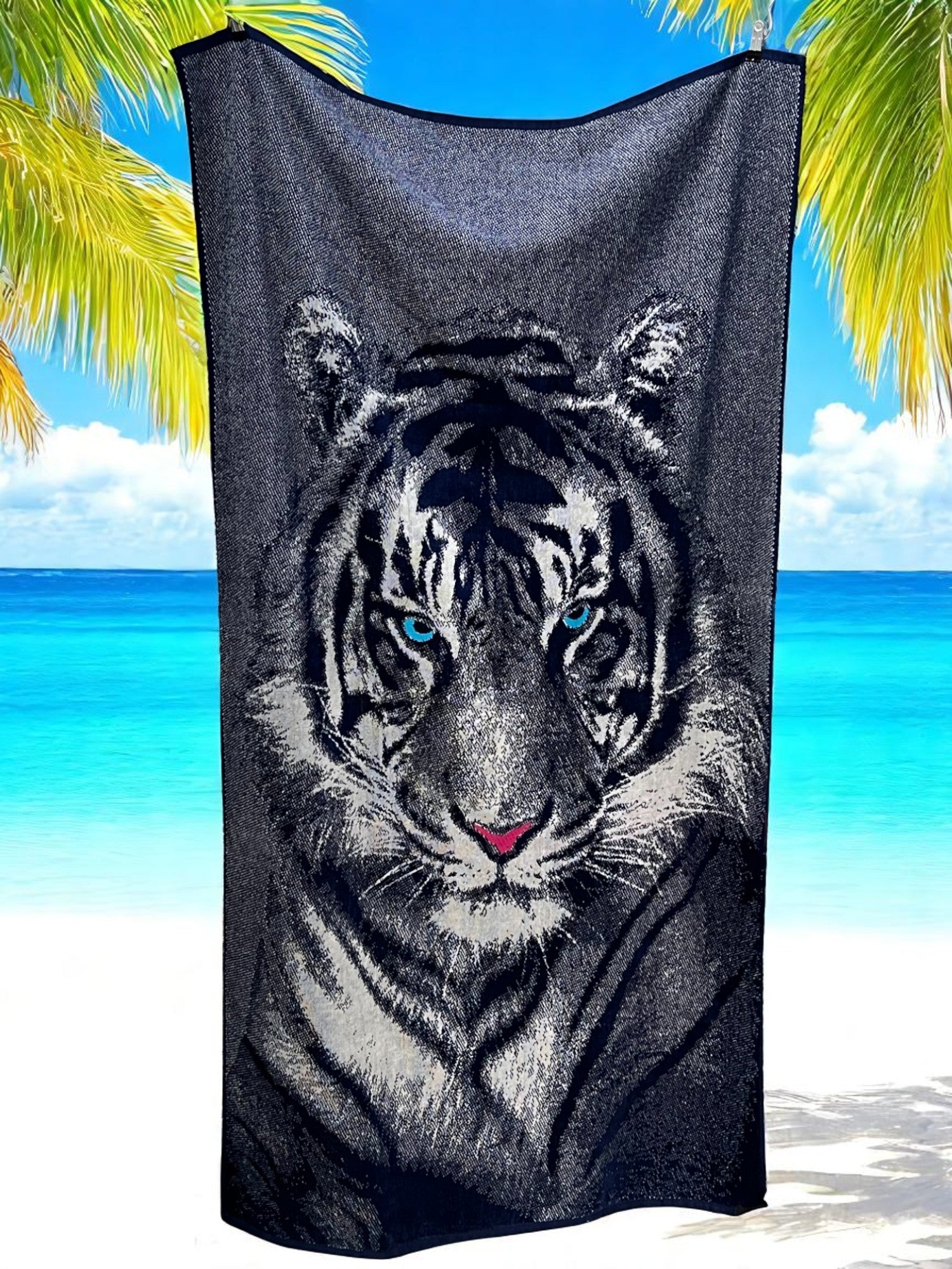 Plažni peškir "Tiger Gaze" – 180x97 cm