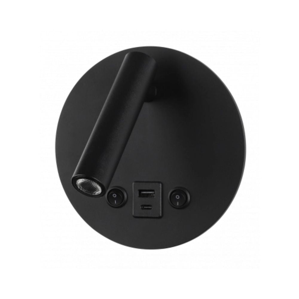 Zidna Svetiljka 8W Crna Krug USB 4200K