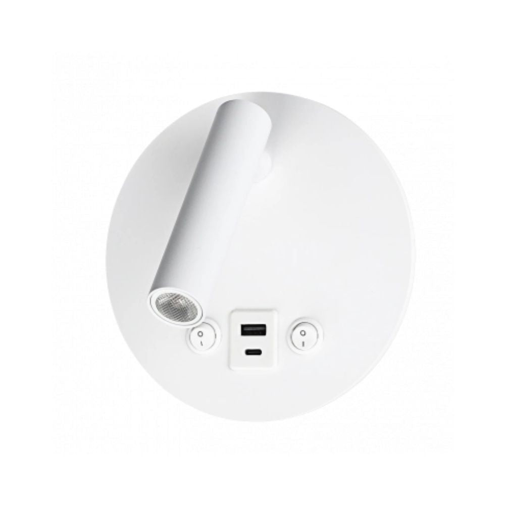 Zidna Svetiljka 8W Bela Krug USB 4200K