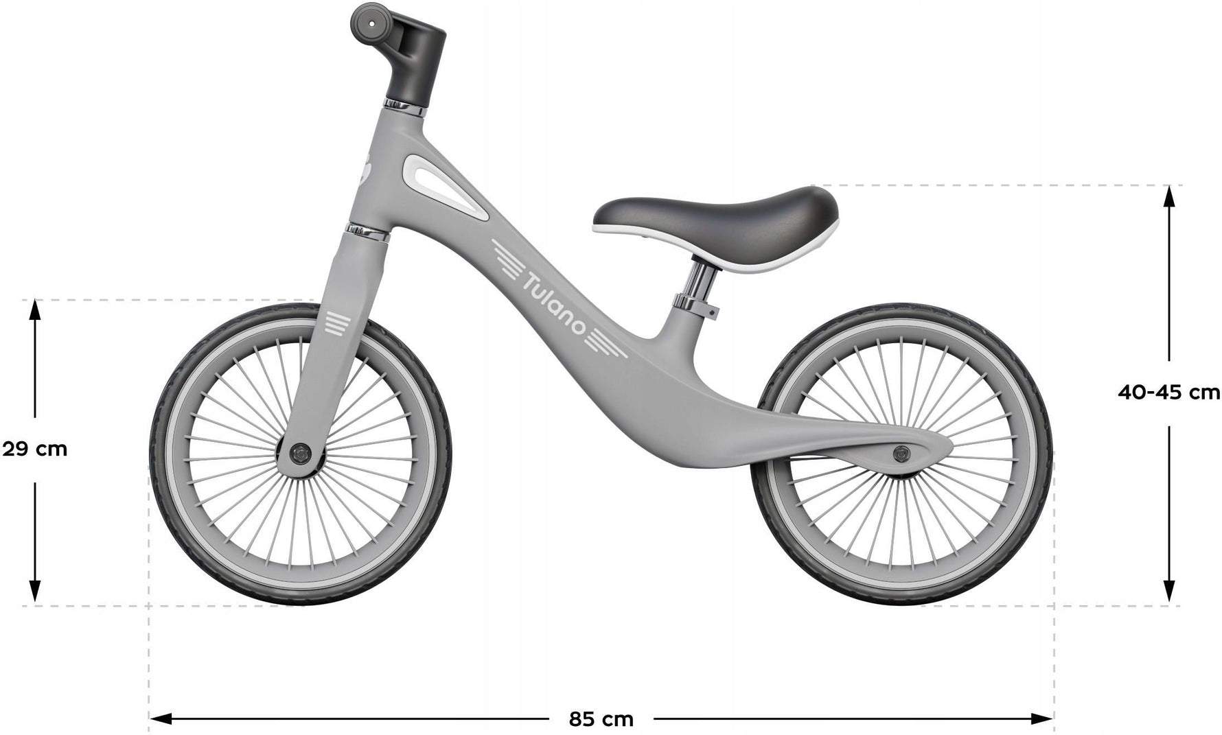 Dečiji balance bike Tulano Route Sivi, uzrast 2+