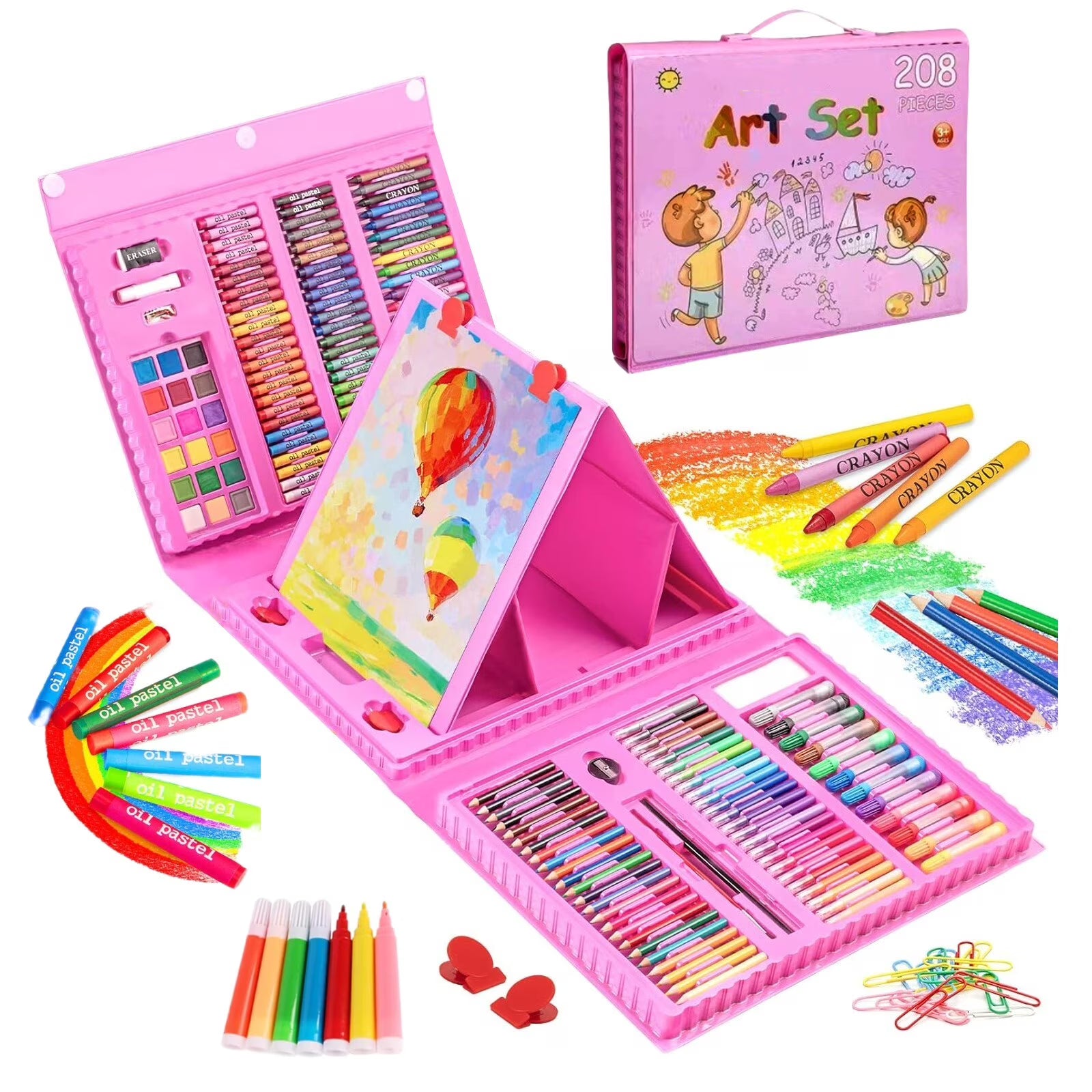 MAGIC ART SET 208 DELOVA – Kreativni kofer za crtanje i slikanje sa štafelajem