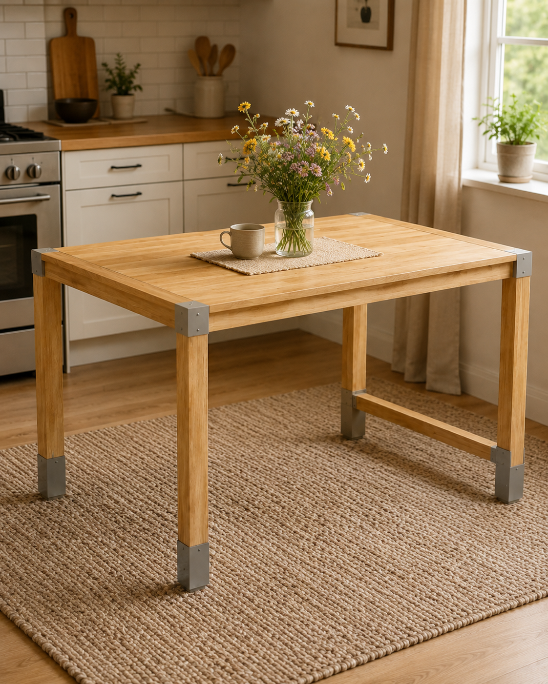 Pravougaoni drveni sto 64 x 100 x 73 cm – Bež | Fixwood Fix-2054