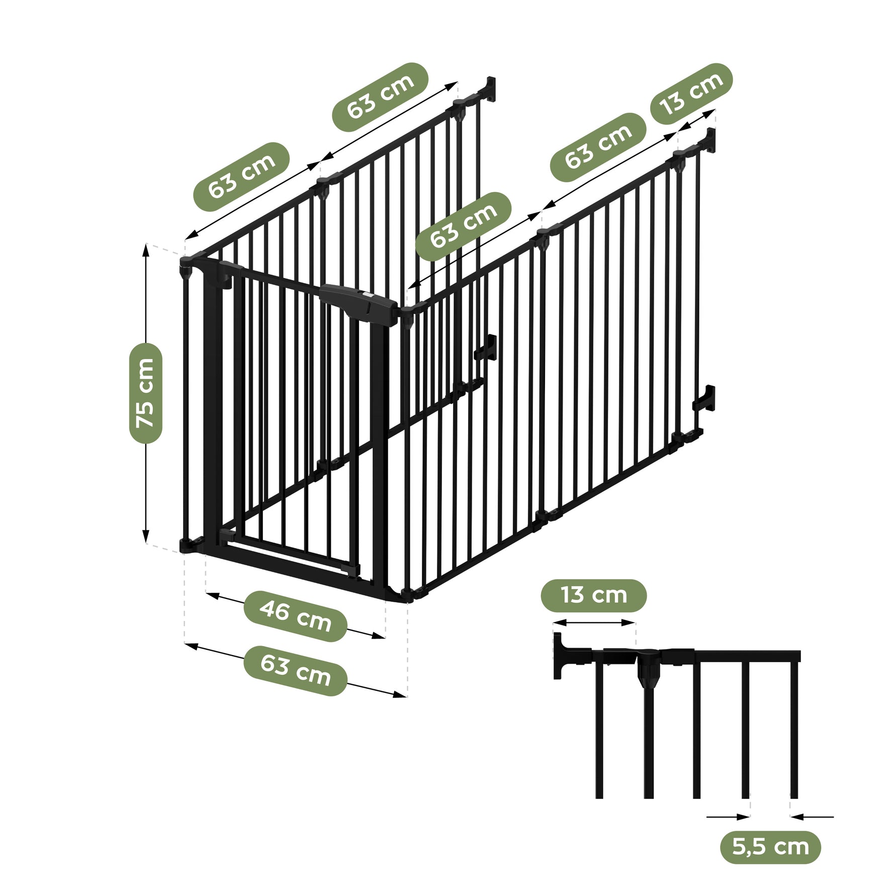 Tulano Guardian 6.0 Višenamenska zaštitna ograda za decu, Crna