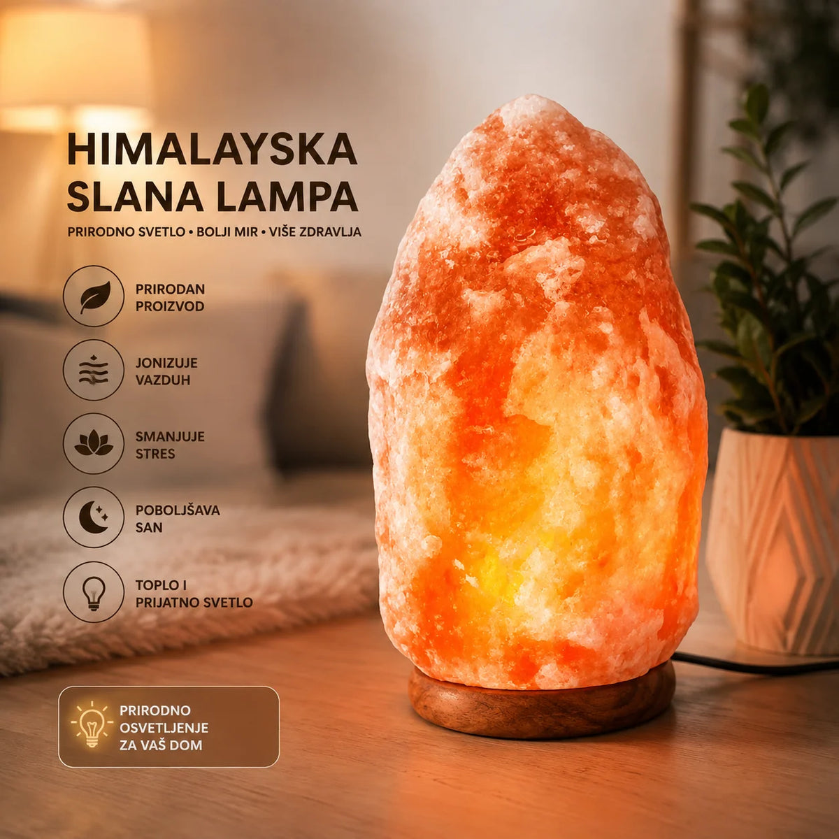 Kristalna himalajska dekorativna slana lampa