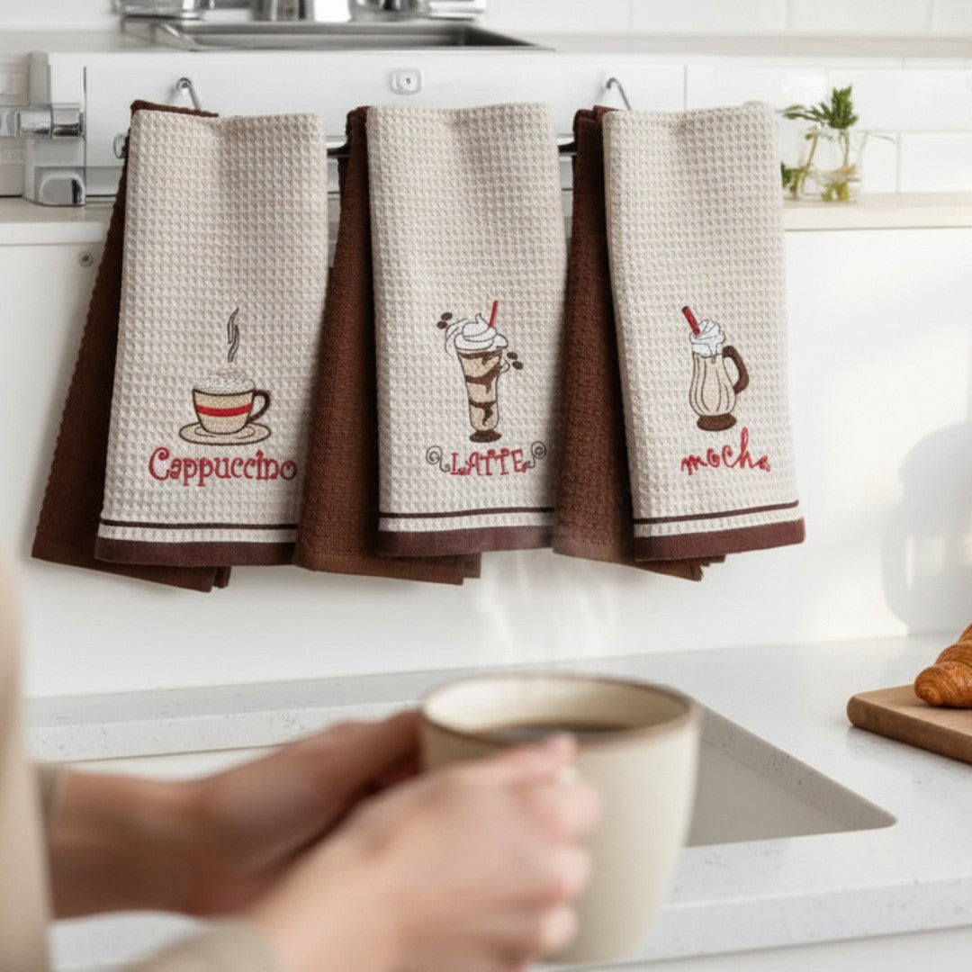 Set 6 kuhinjskih krpa Wafle Capuchino