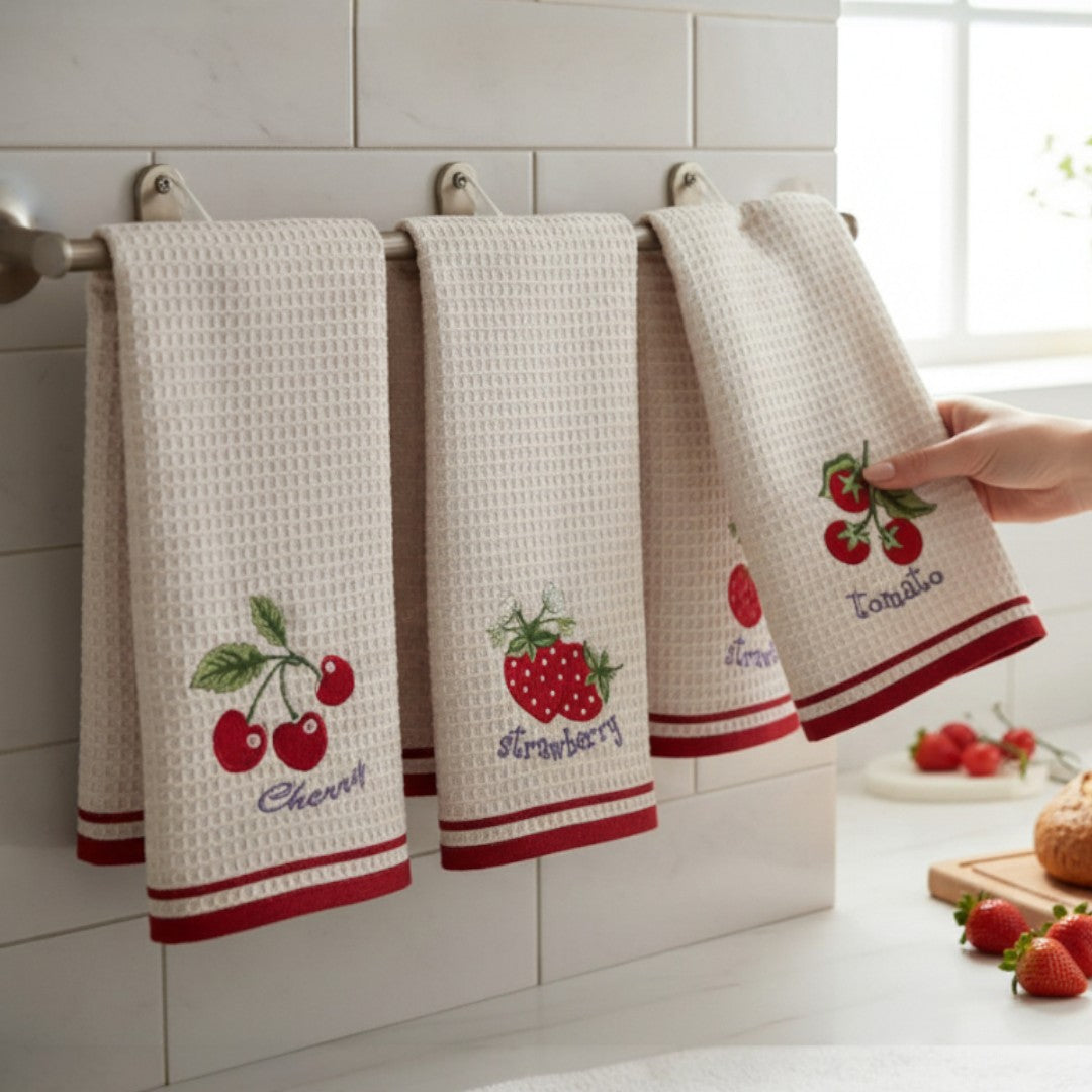 Set 6 kuhinjskih krpa Wafle Red