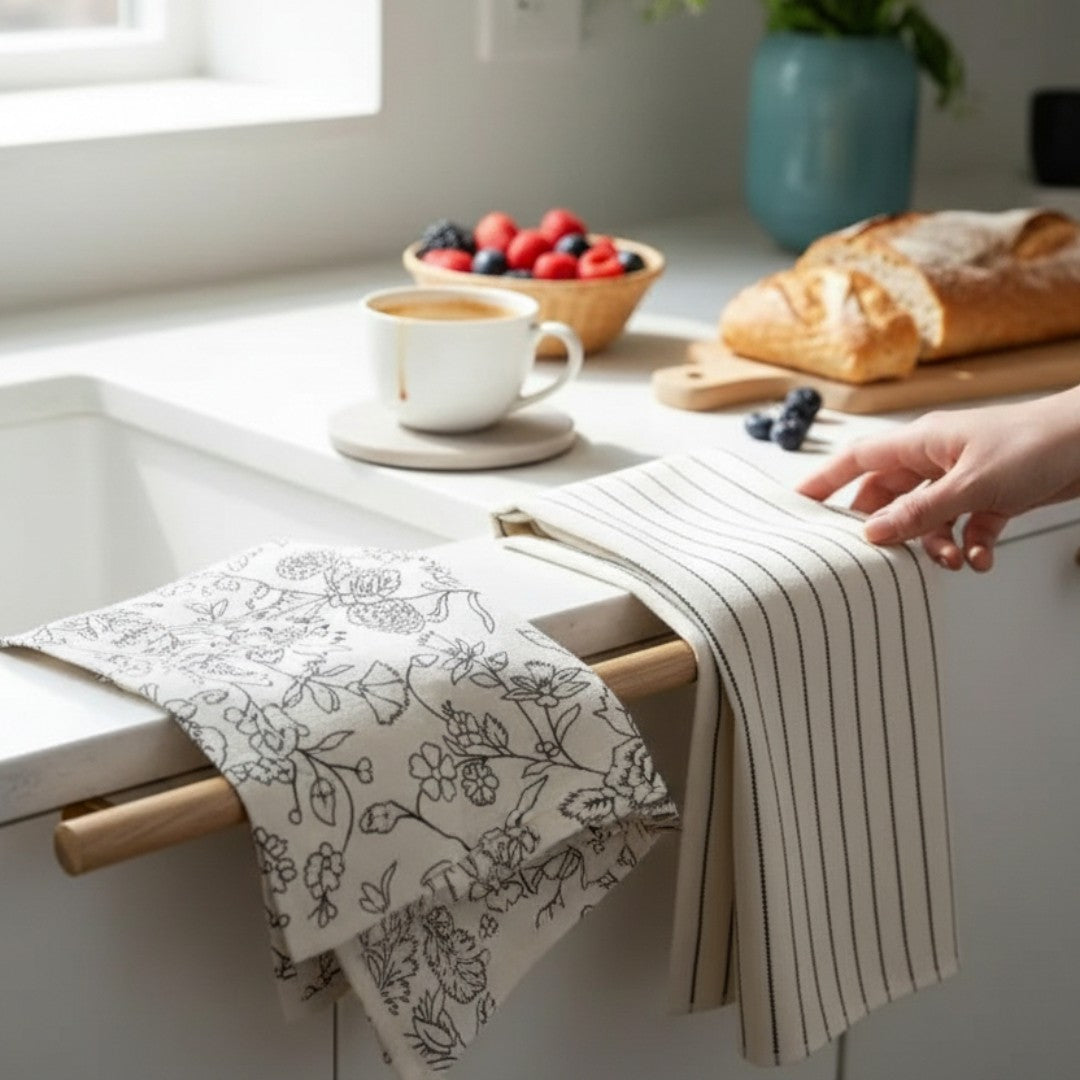 Set od 2 kuhinjske krpe print beige