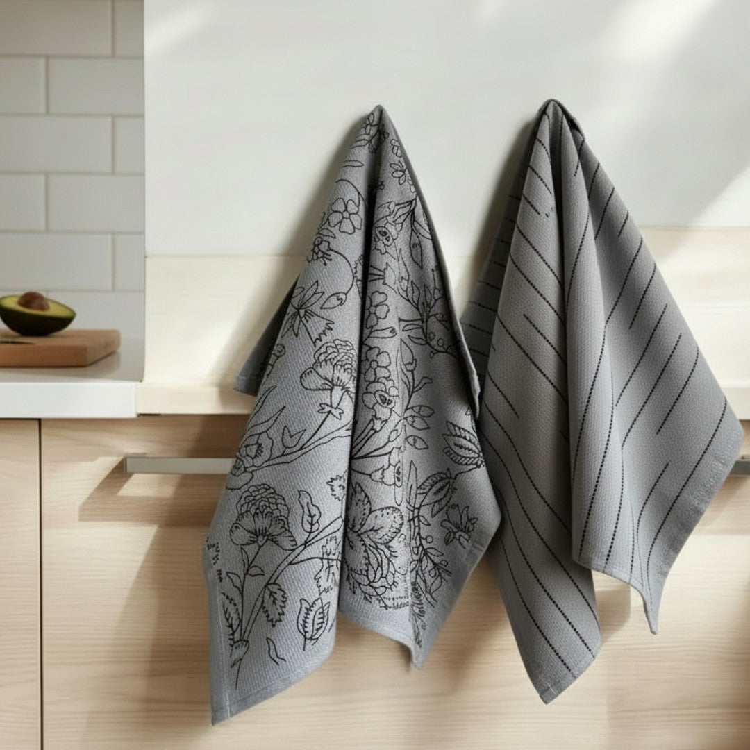 Set od 2 kuhinjske krpe print grey