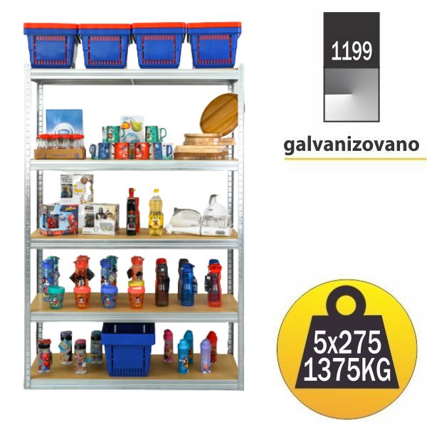 Polica metal medijapan 180x120x60cm 5x250kg